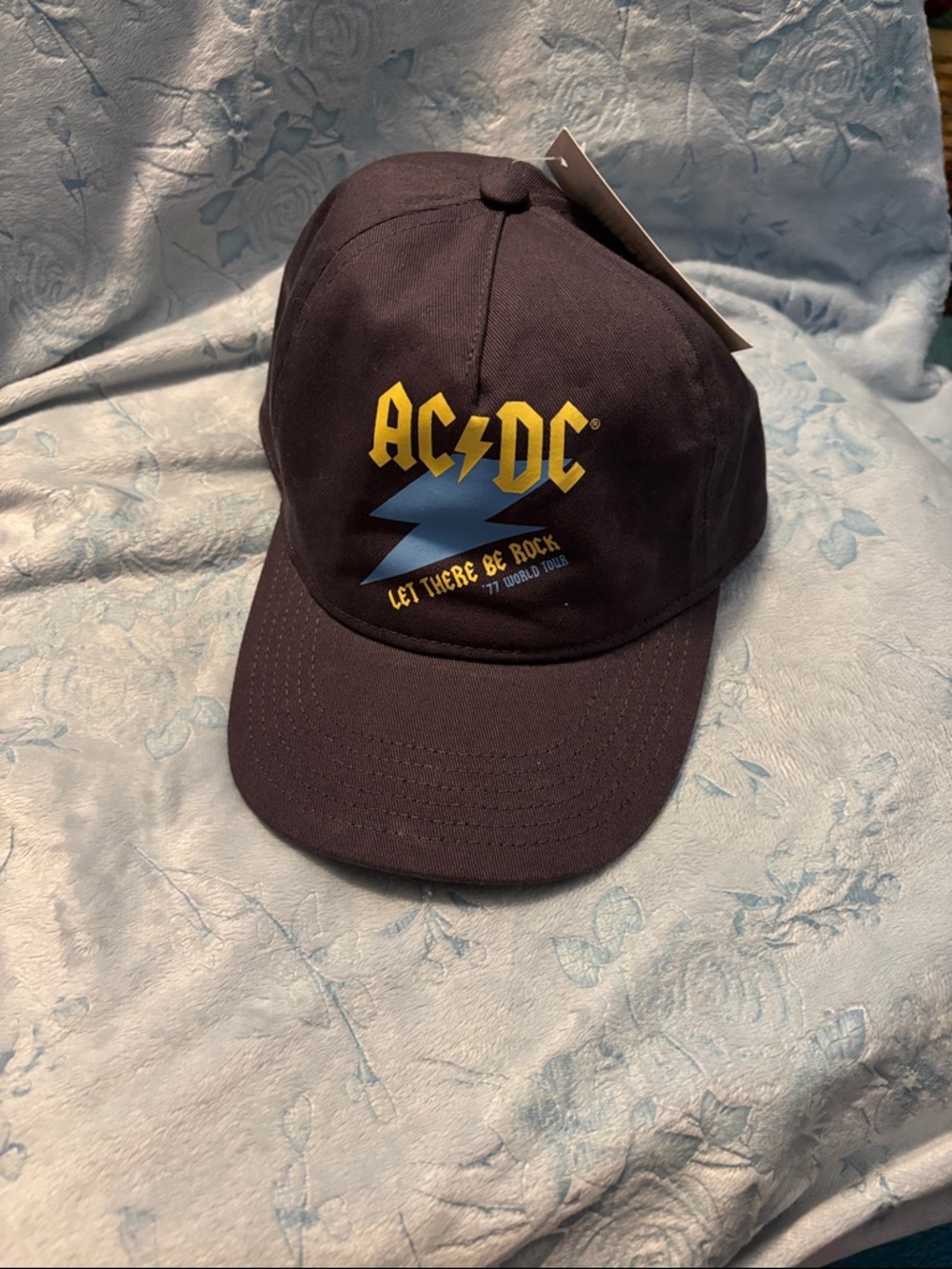 AC/DC Navy Cap with Yellow Logo and Blue Bolt